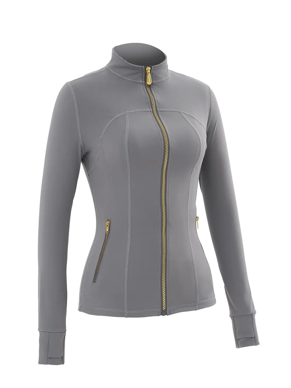 lululemon athletica Gray Utility Jacket with Gold Zippers